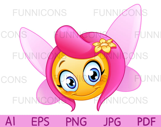 Smiling Fairy Emoji with Pink Hair