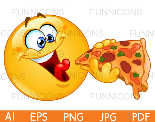 Happy Emoji Eating Pizza Slice