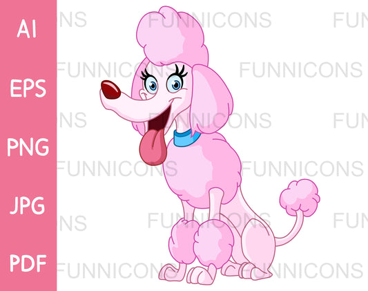 Happy Pink Standard Poodle Dog Panting and Sitting