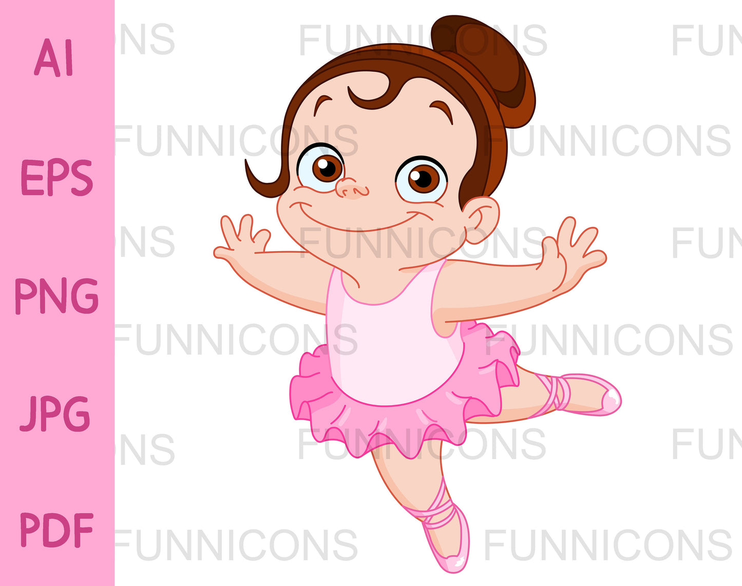 Happy Young Girl Dancing Ballet and Wearing Pink Toto, Little Ballerina