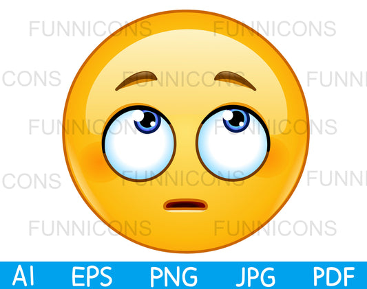 Emoji Face with Rolling Eyes, Bored or Sad Expression