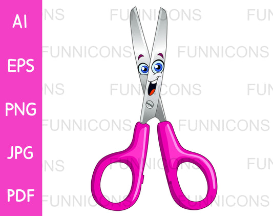 Happy Pink Scissors Cartoon Character