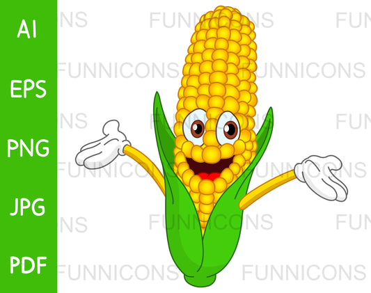 Happy Corn Character Holding his Arms up