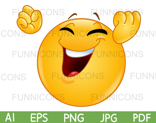 Happy Emoji Raising His Clenched Fists, Making a Winning or Celebrating Gesture
