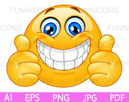 Emoji with a Big Smile Giving Two Thumbs Up