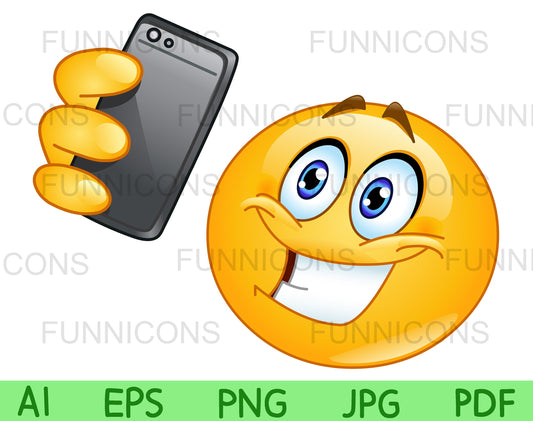 Happy Emoji Taking a Selfie with His Phone Camera