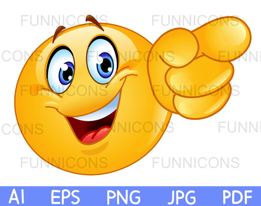 Happy Emoji Pointing Forward with His Finger