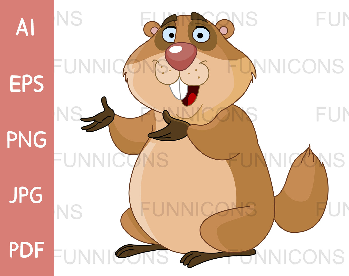 Happy Groundhog Presenting with Its Hands