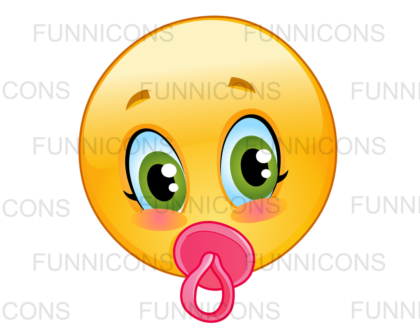 Cute Baby Emojis, Baby Girl Emoji with a Pink Pacifier and Baby Boy Emoji Sucking Thumb