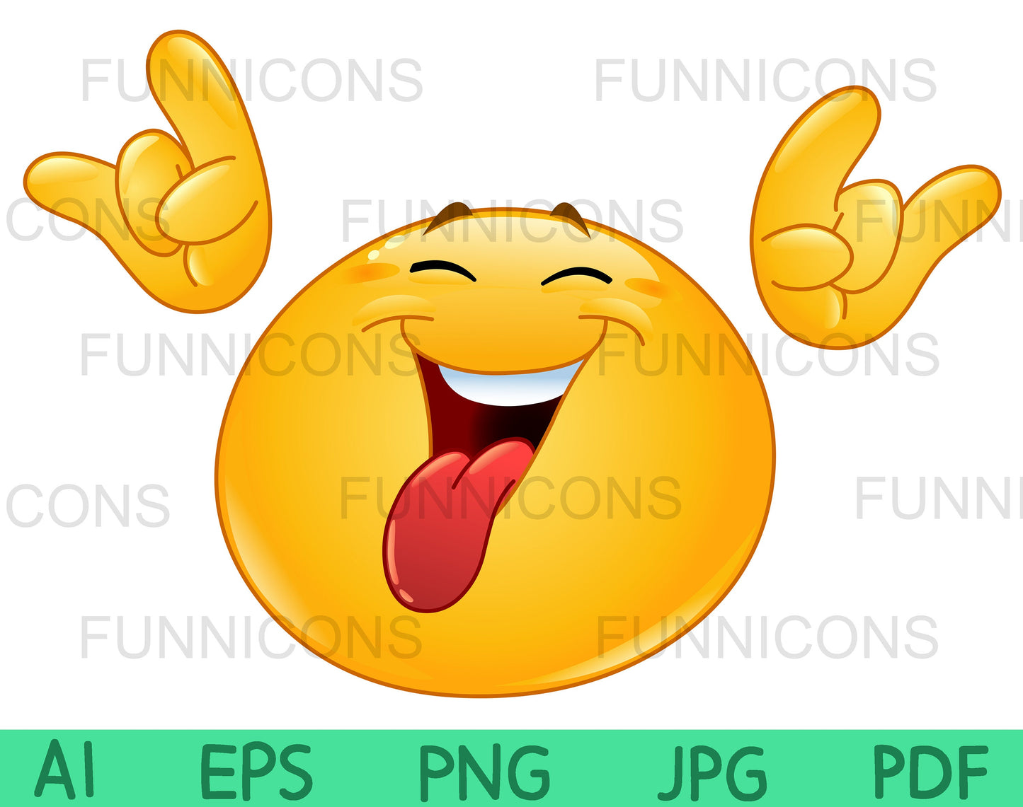 Rock On Emoji with Tongue Out Showing the Devil’s Horns Sign with Both Hands