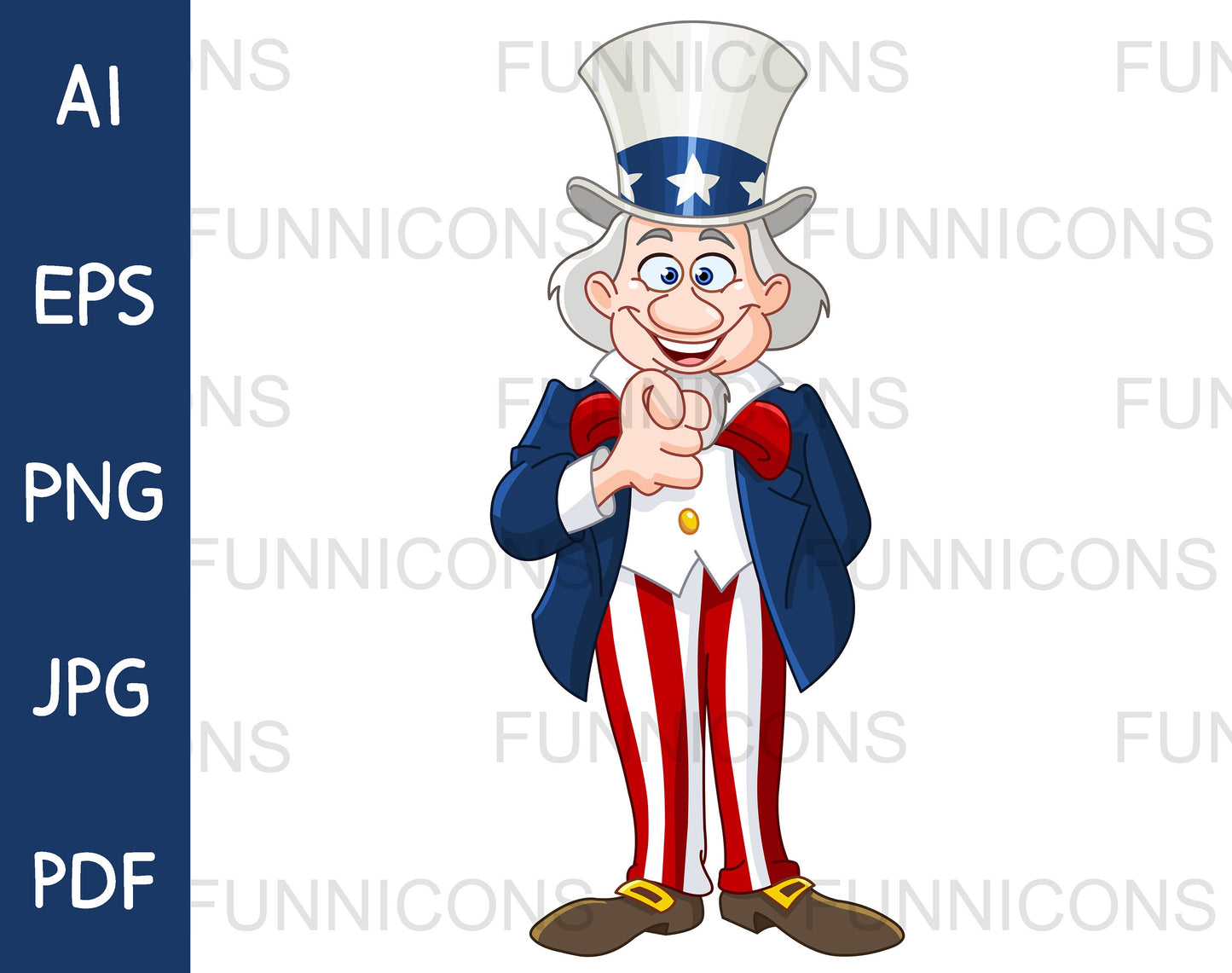 Happy Uncle Sam Smiling and Pointing Outwards, I Want You