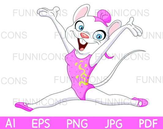 Female Rhythmic Gymnast Mouse Leaping