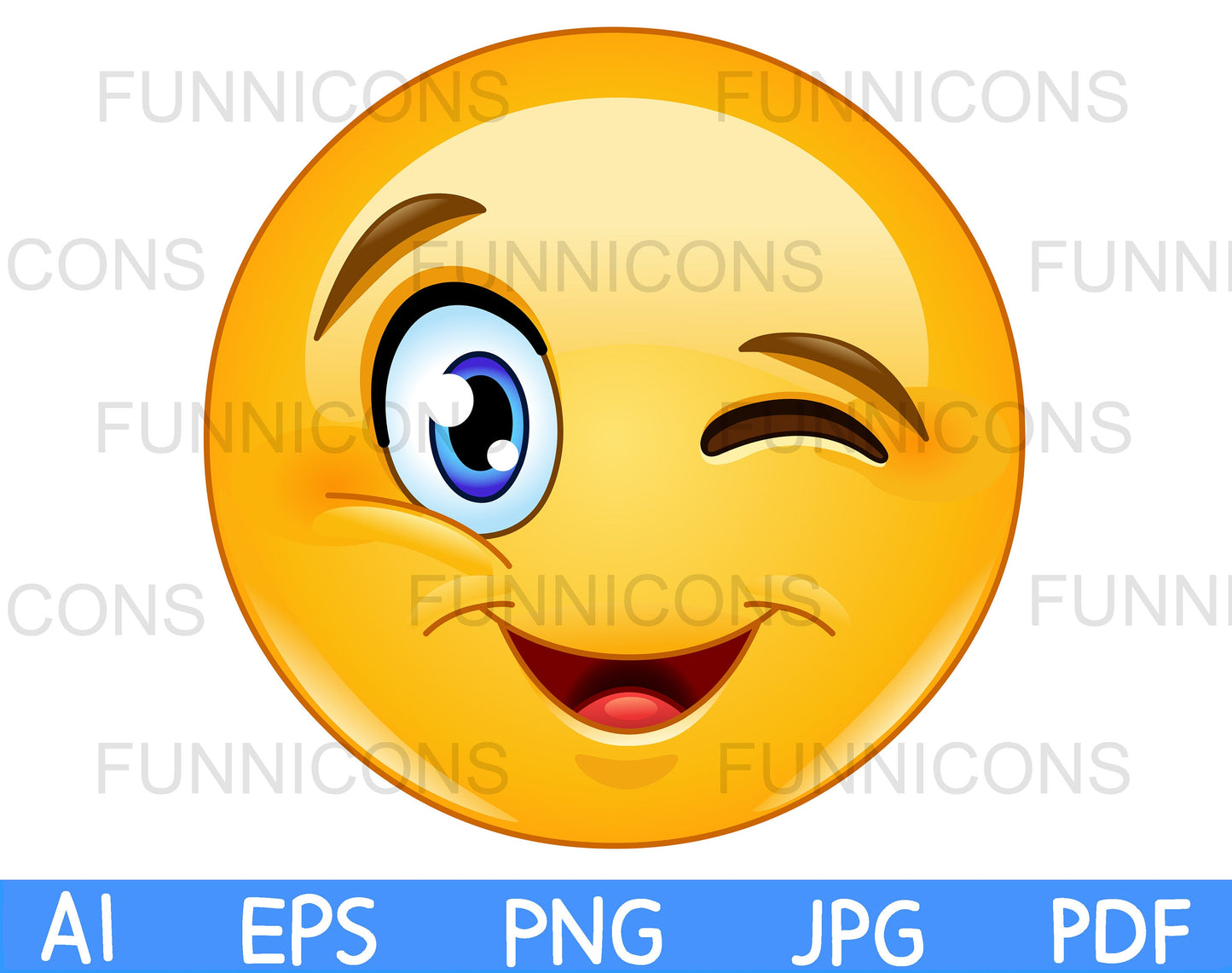 Winking and Smiling Emoji Face