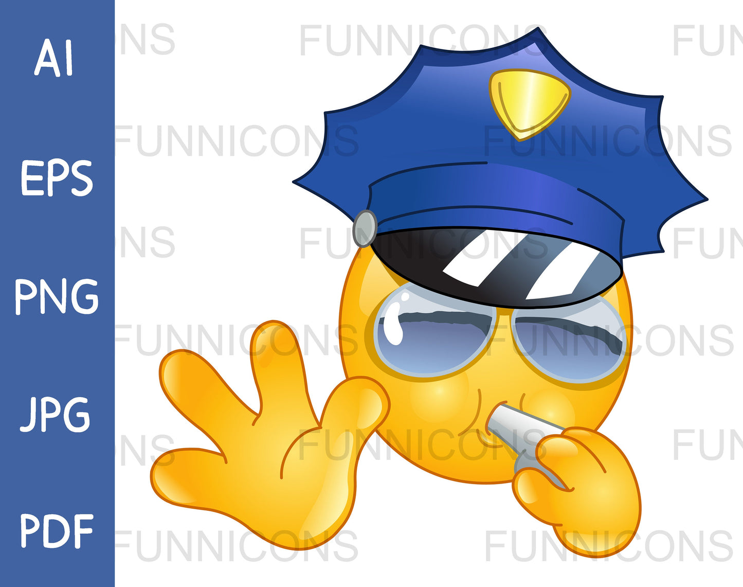 Policeman Emoji Blowing a Whistle and makes a Stop Hand Sign