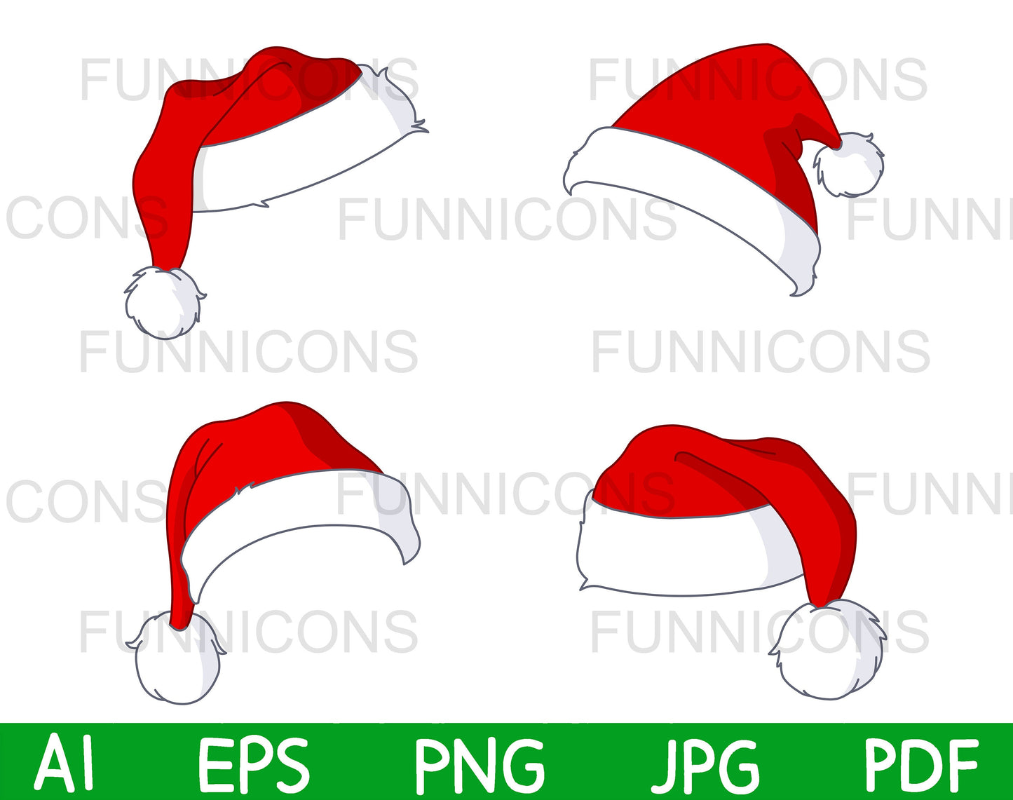 Christmas Cartoon Santa Claus Hats Set