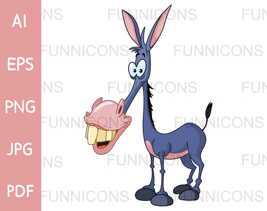Happy and Funny Donkey with Buck Teeth