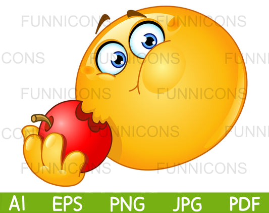 Hungry Emoji Eating an Apple