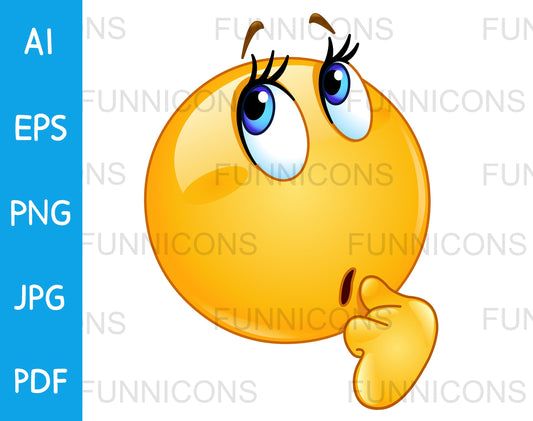 Cute Female Emoji Making a Think, Wonder, Confuse or Question Expression