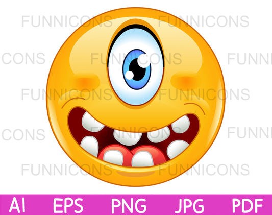 Happy Cyclops Emoji Single Eye Monster