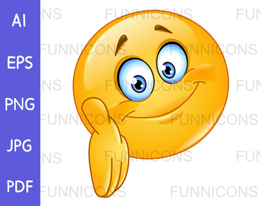 Happy Emoji Giving Hand, Reaching Out to Shake Hands