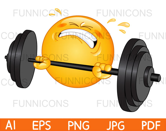 Weightlifter Emoji Lifting a Heavy Barbell and Sweating, Weight Lifter