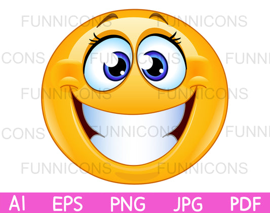 Happy Grinning Female Emoji Showing a Big Toothy Smile