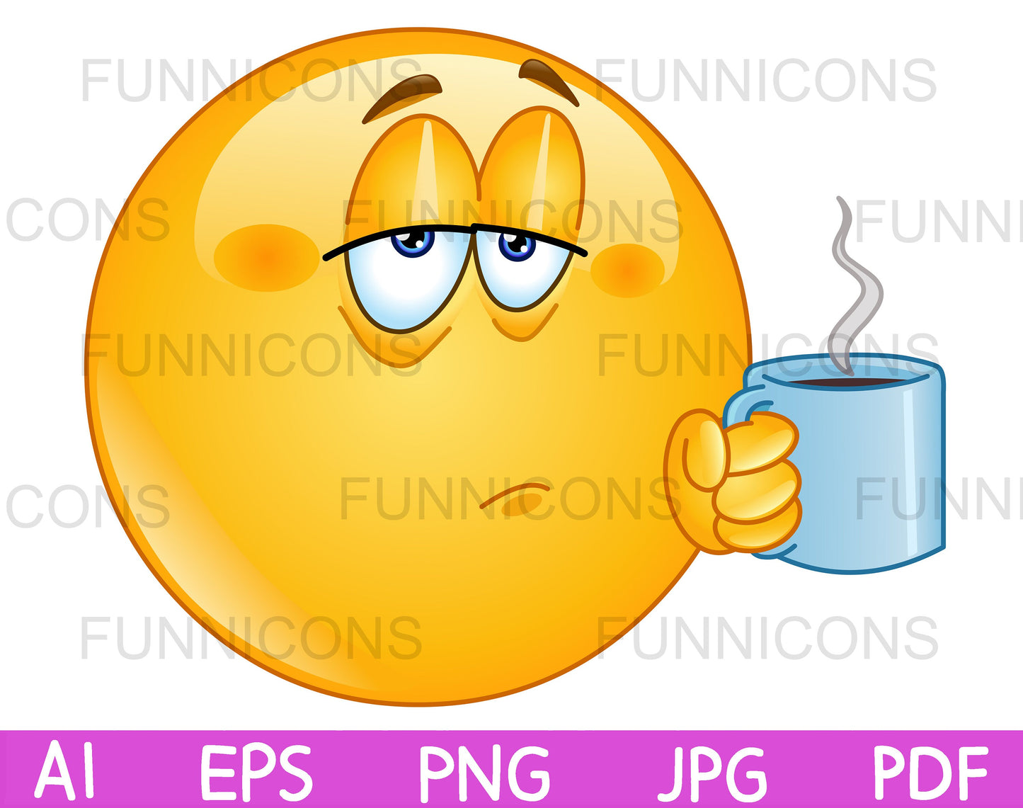 Tired Emoji Holding Morning Coffee Mug