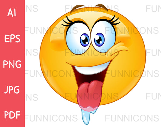 Happy Female Emoji Drooling with Tongue out