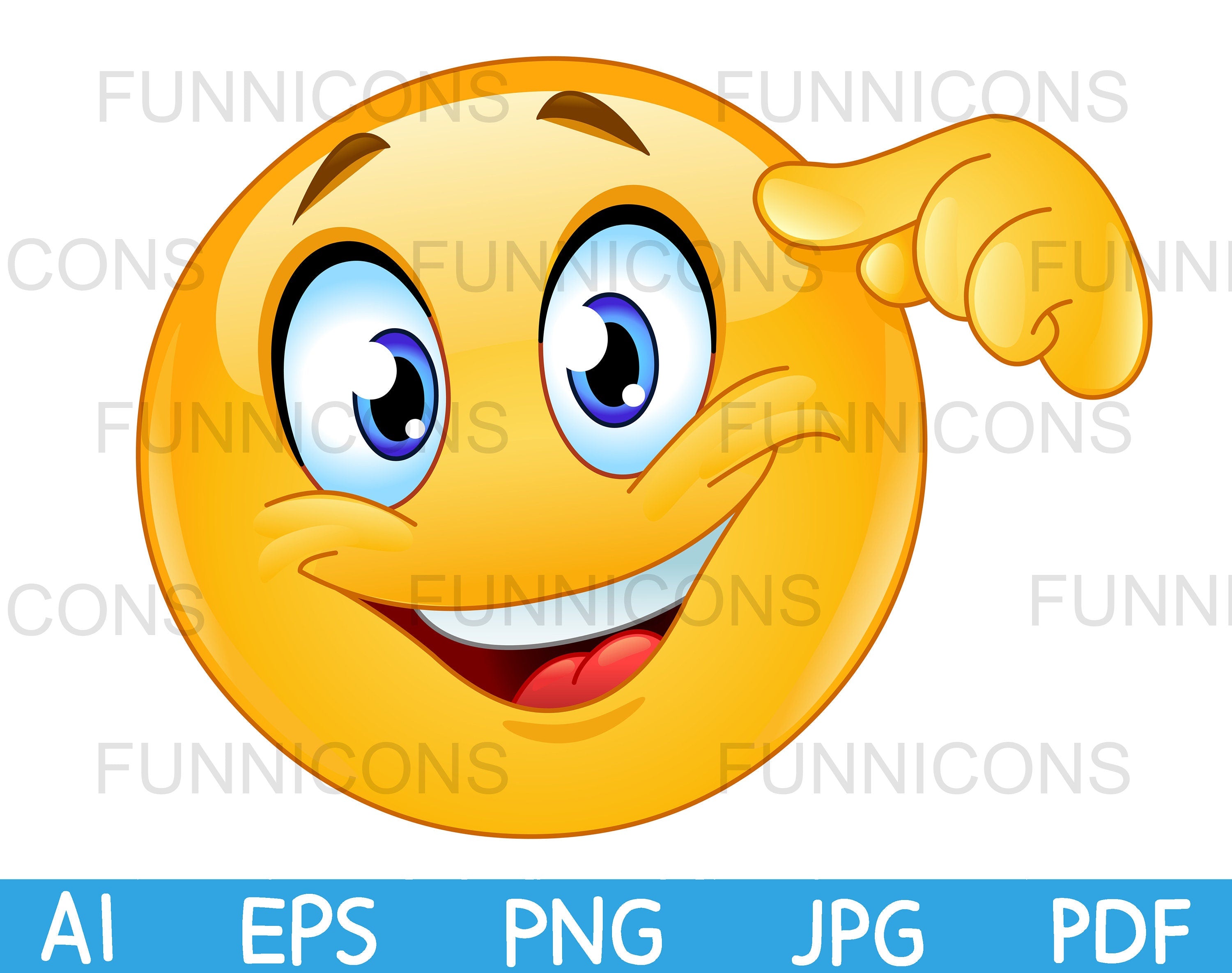 Think Idea Emoji Pointing Finger at Forehead, Vector clipart stock.