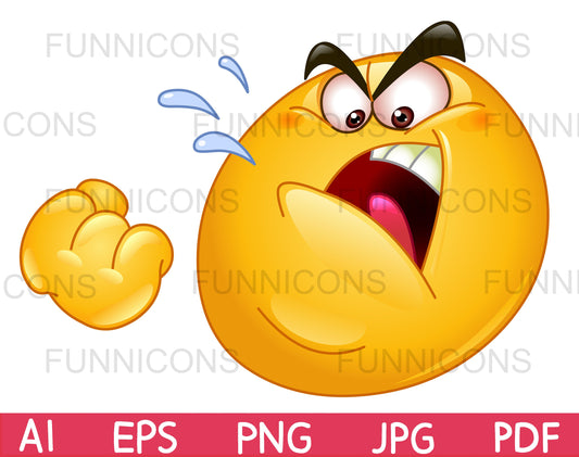 Bully Angry Emoji Threatens with a Fist
