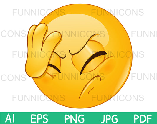 Emoji Placing Hand on Head, Face Palm Gesture.