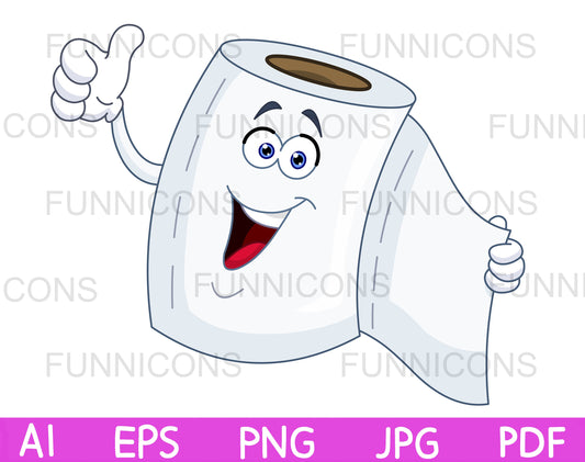 Happy Toilet Paper Tissue Cartoon Character Giving a Thumb up, Like Gesture