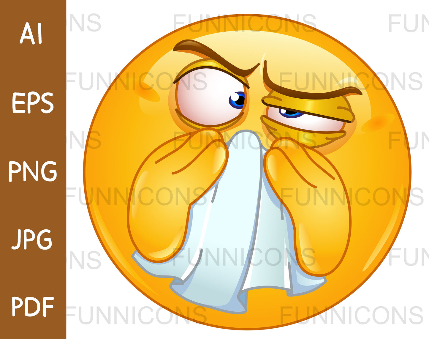 Sick Cold Emoji Sneezing and Wiping His Nose