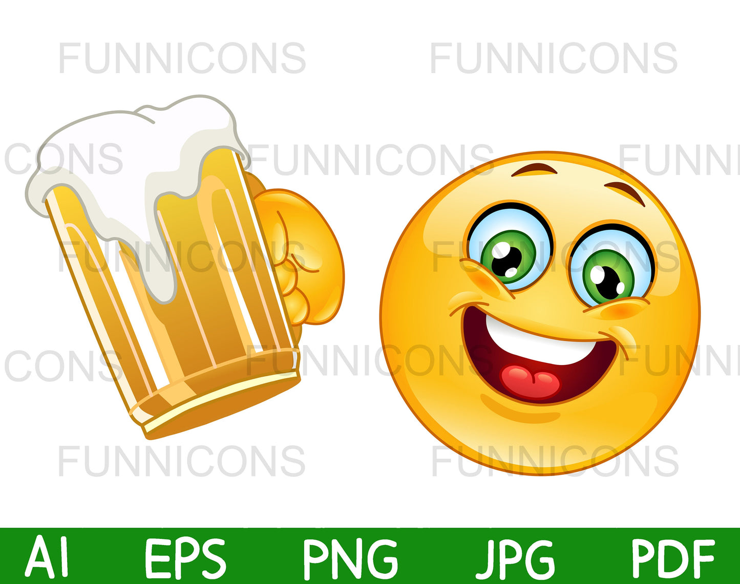 Happy Emoji Cheering with a Beer Mug