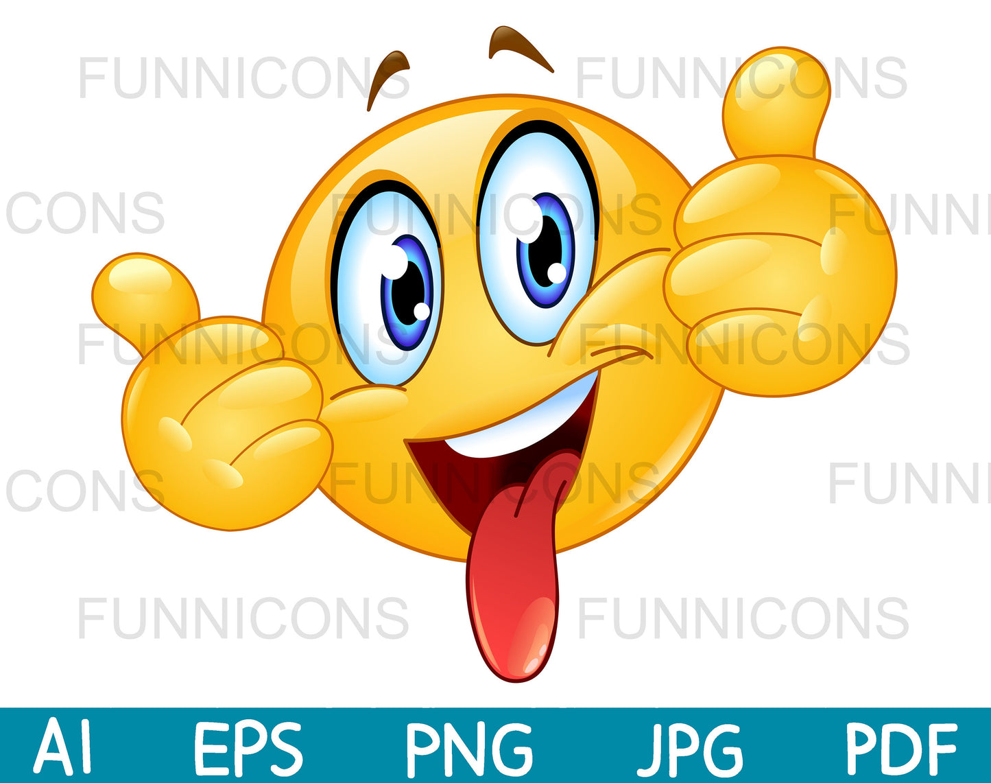 Happy Emoji Showing Thumbs up and Sticking out a Tongue, Like Gesture