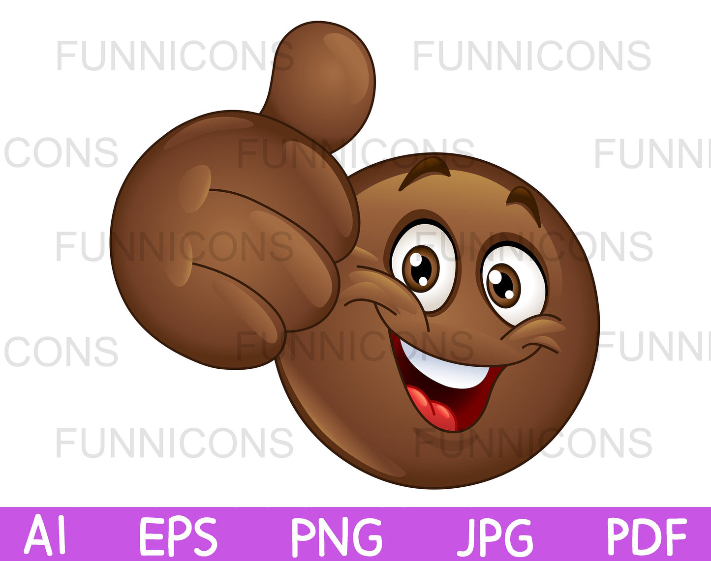 Happy Brown Emoji Showing Thumb up, Like Gesture