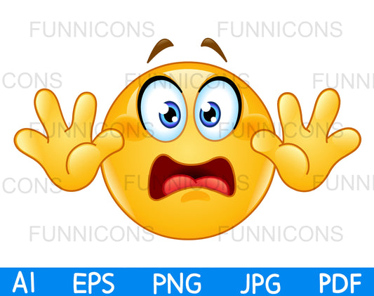 Scared or Panicked Emoji with Hands Up, Showing a "Don’t Shoot," "Surrender," or "Stop" Gesture