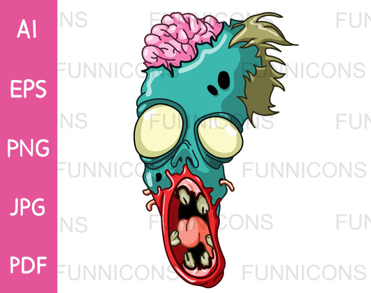 Rotting Zombie Head Screaming