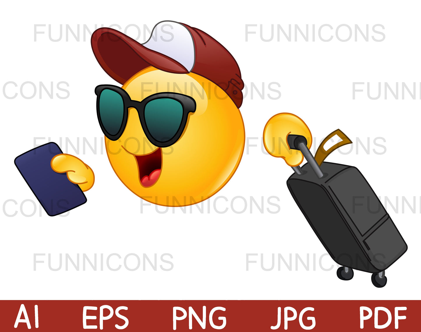 Hurrying Air Traveler Emoji Holding His Passport and Dragging a Suitcase