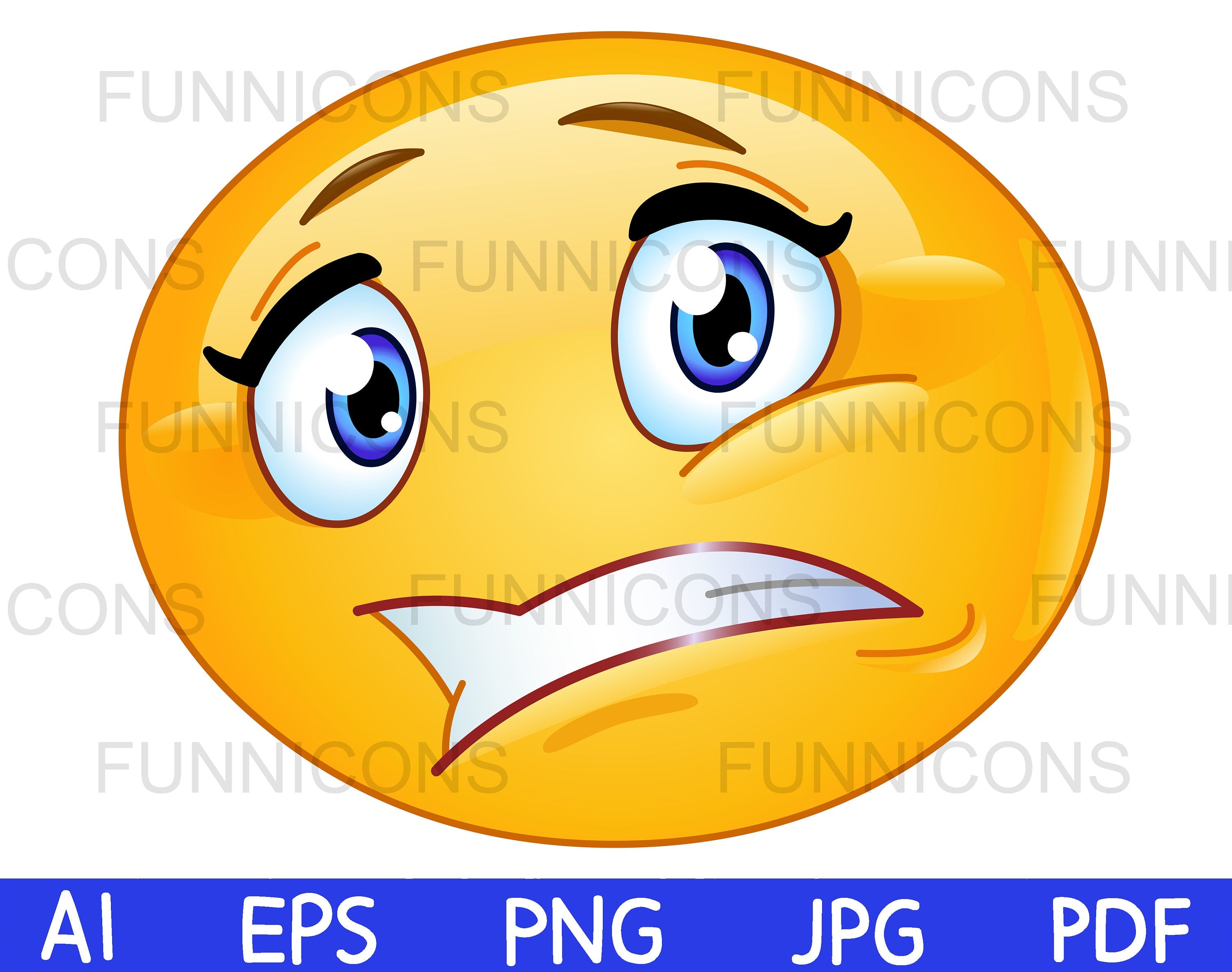 Female Emoji Expressing Worry, Vector clipart stock cartoon image.