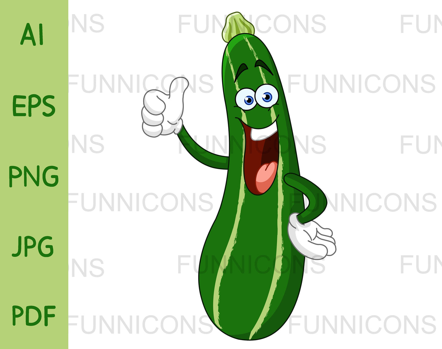 Happy Zucchini Cucumber Cartoon Character Holding a Thumb up, Like Gesture