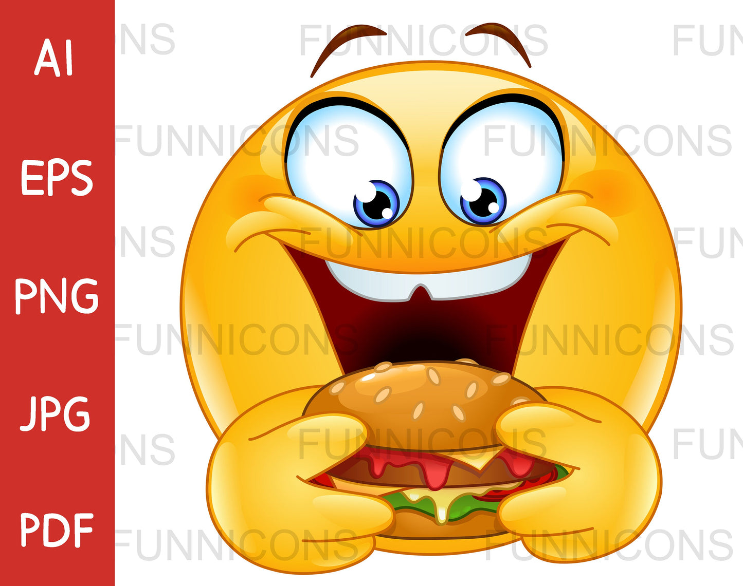 Hungry Emoji Eating a Vegan Burger