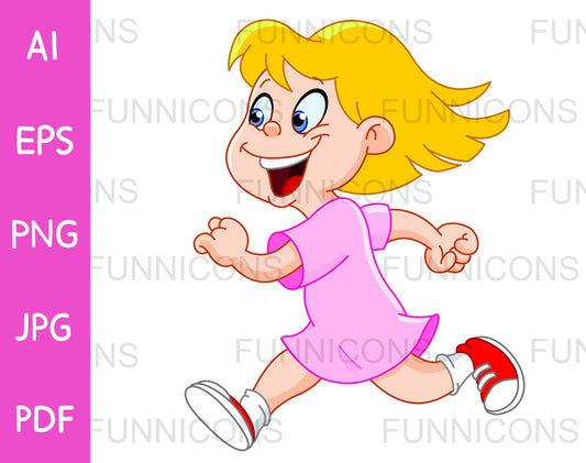 Happy Little Girl Running