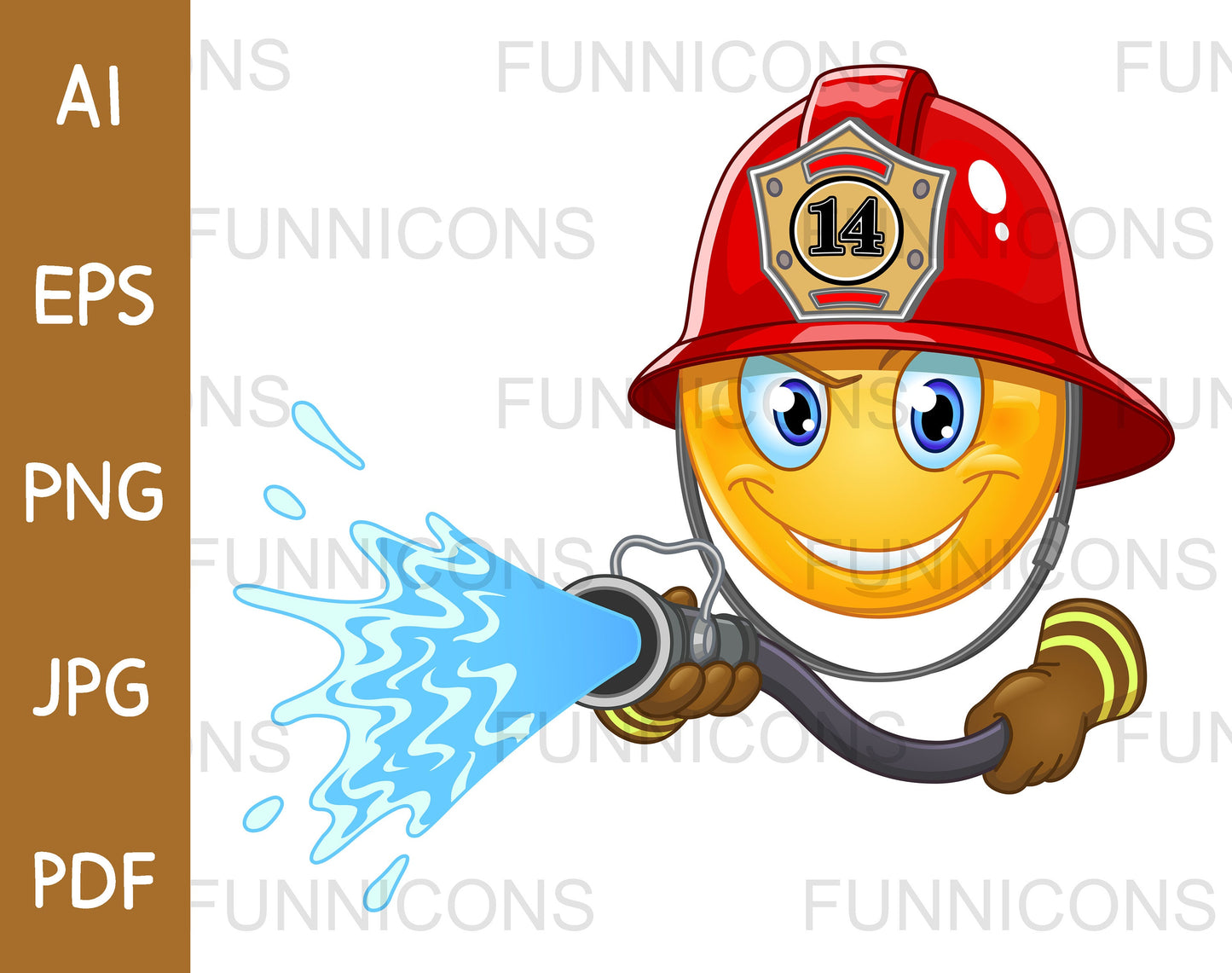 Happy Fireman Emoji using a Hose