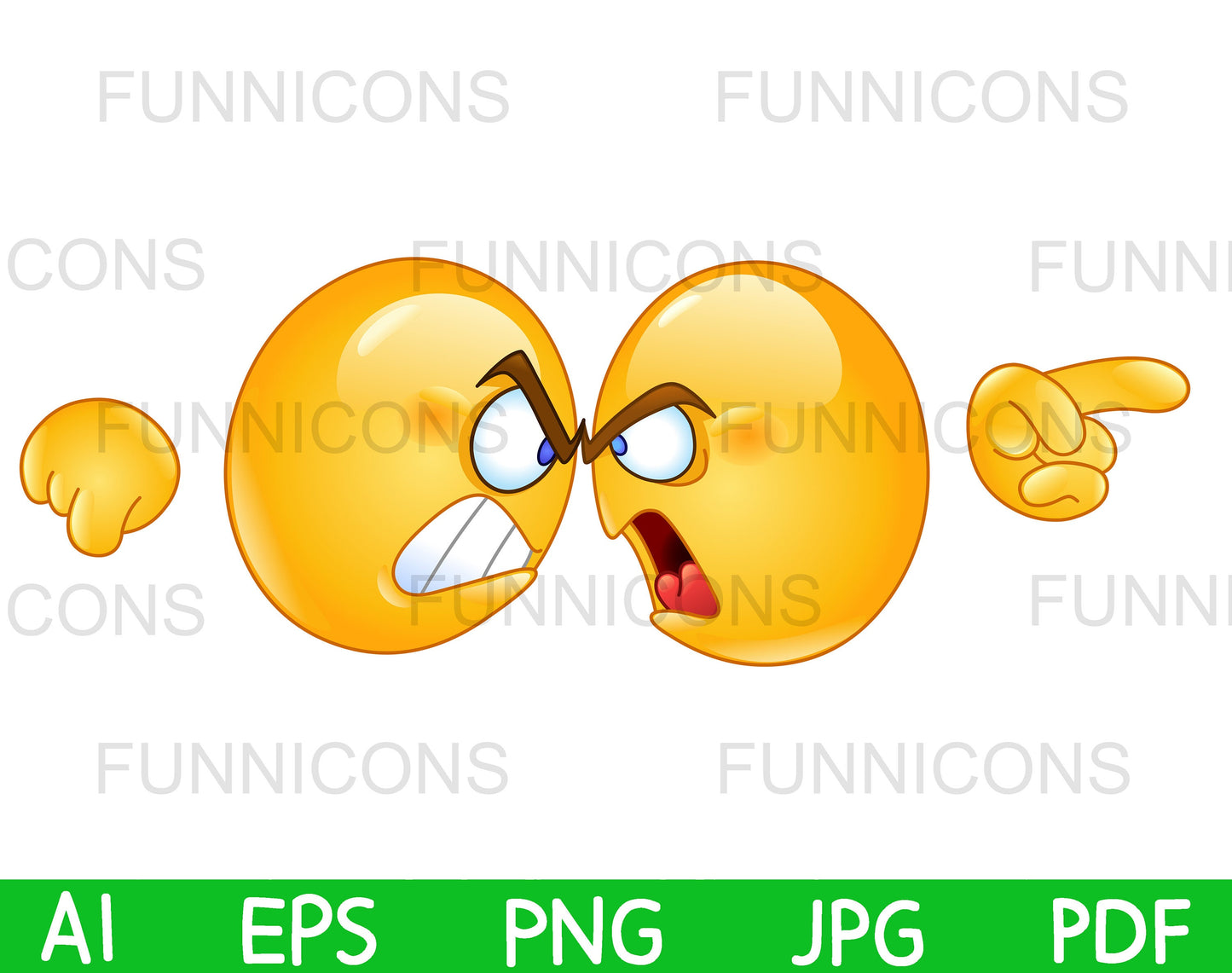 Two Angry Emoji Arguing and Fighting with Forehead against other