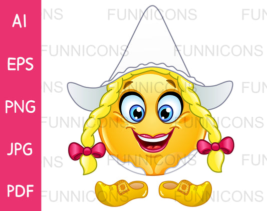 Happy Dutch Emoji Female with Clogs