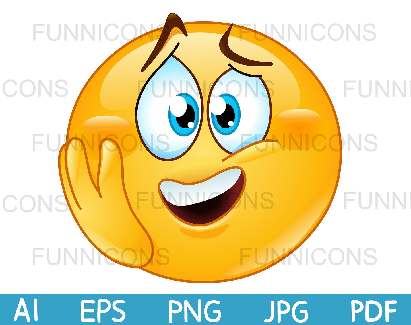 Emoji Looking Emotional or Excited with Hand on Cheek