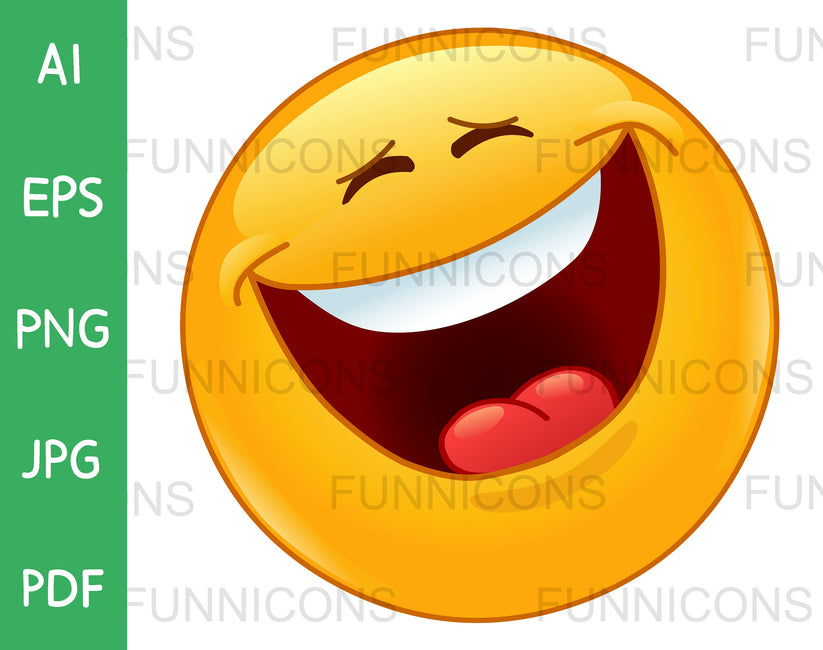 Happy Emoji Laughing out Loud with Closed Eyes, Vector clipart stock.