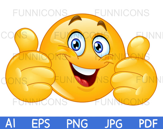 Happy Emoji Showing Double Two Thumbs up, Like Gesture