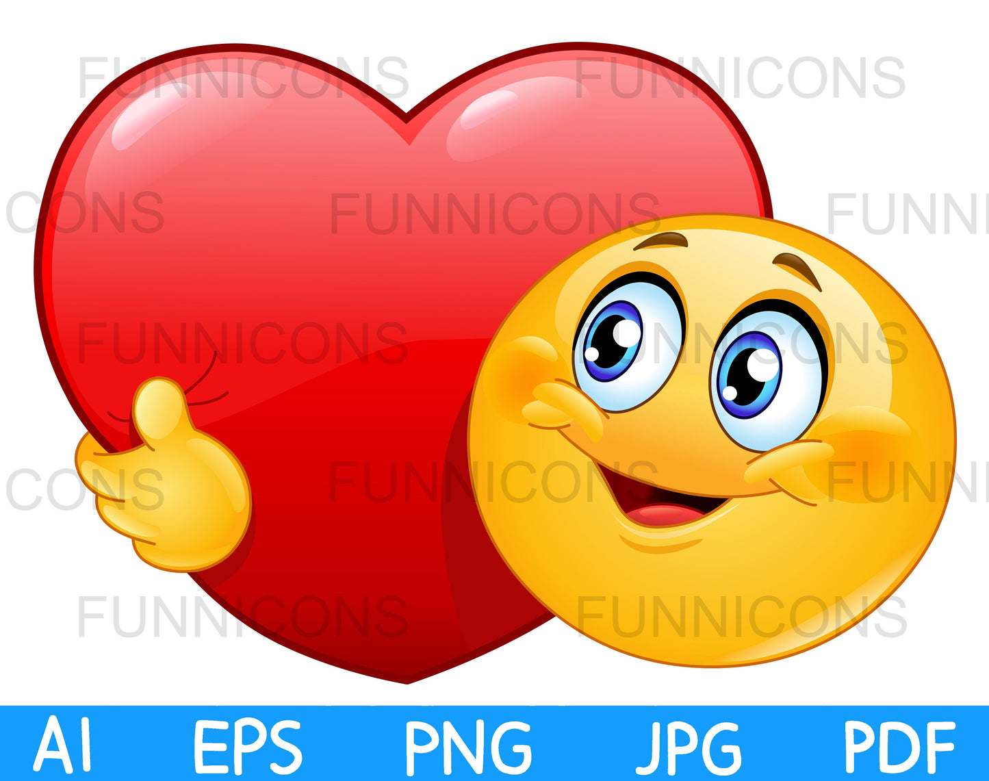 Happy Emoji Hugging a Big Red Heart